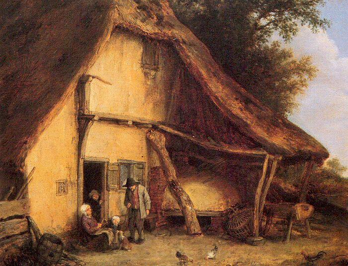 Ostade, Adriaen van A Peasant Family Outside a Cottage Norge oil painting art